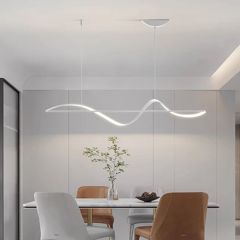Suspension LED ondulée design moderne