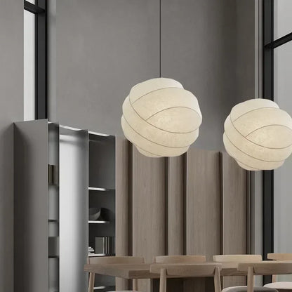 Suspension papier japonais wabi-sabi – Lampe boule style Noguchi