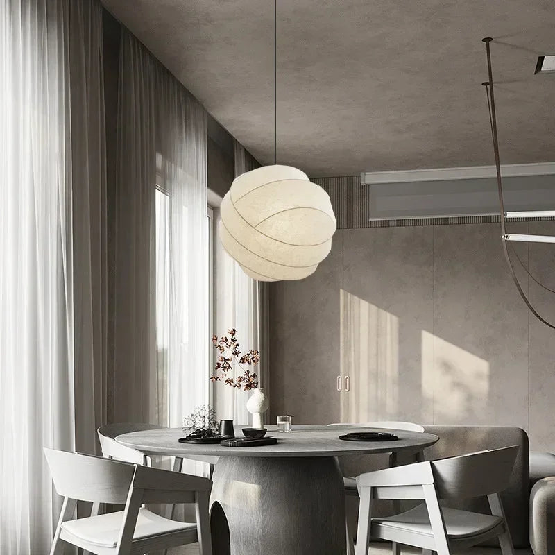 Suspension papier japonais wabi-sabi – Lampe boule style Noguchi