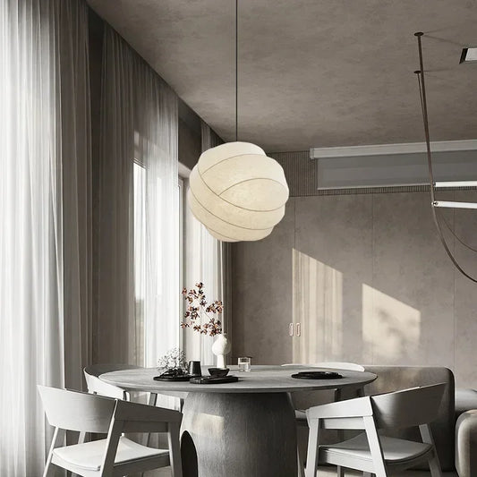 Suspension papier japonais wabi-sabi – Lampe boule style Noguchi