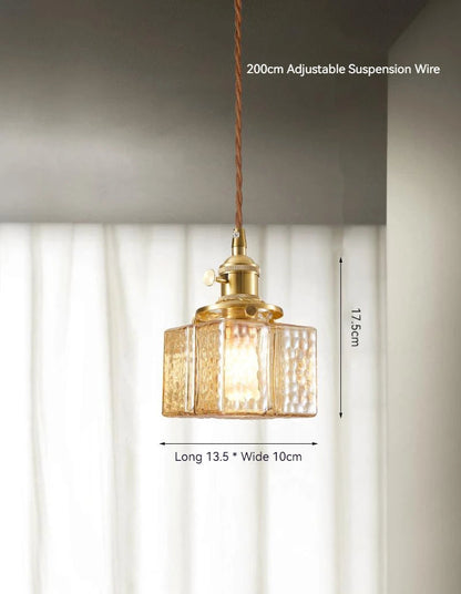 Suspension vintage en laiton et verre – Luminaire élégant