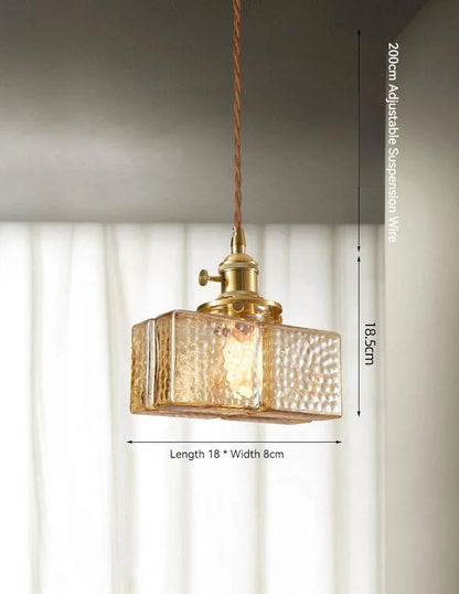 Suspension vintage en laiton et verre – Luminaire élégant