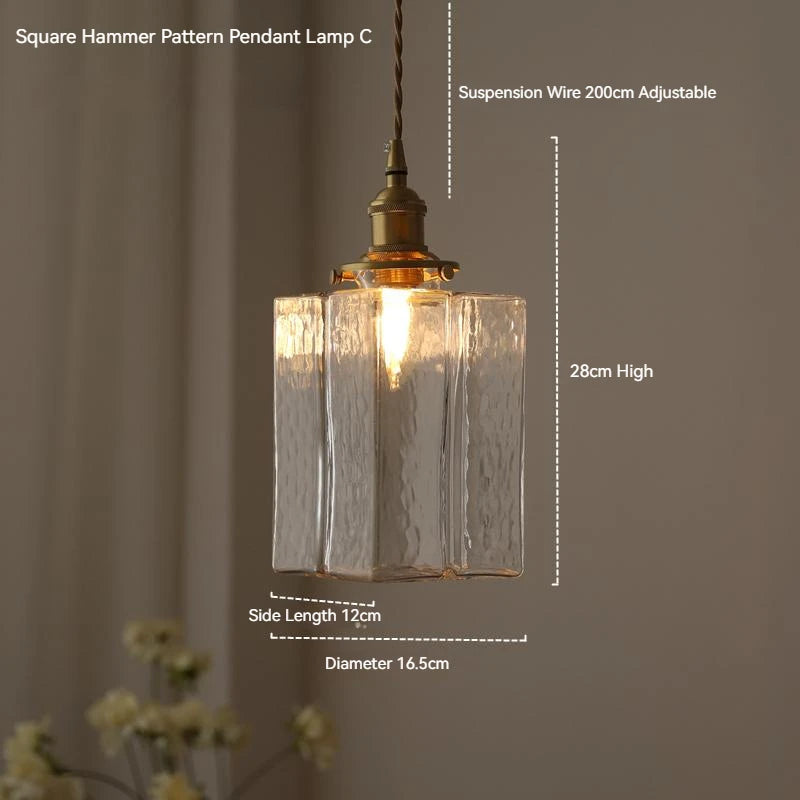 Suspension vintage en laiton et verre – Luminaire élégant
