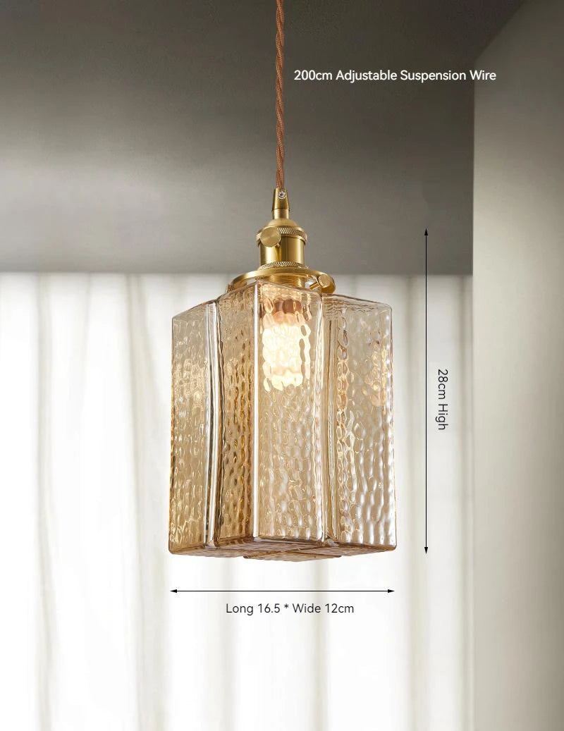Suspension vintage en laiton et verre – Luminaire élégant