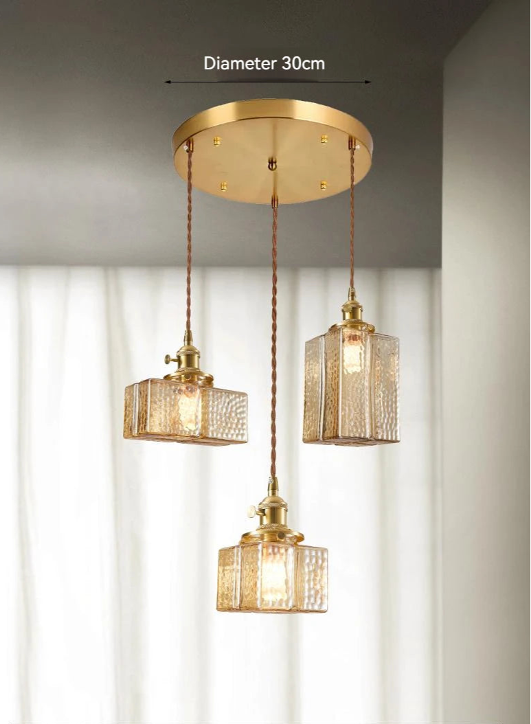 Suspension vintage en laiton et verre – Luminaire élégant