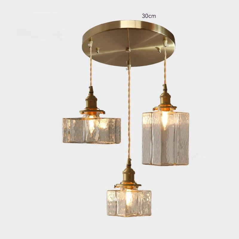 Suspension vintage en laiton et verre – Luminaire élégant