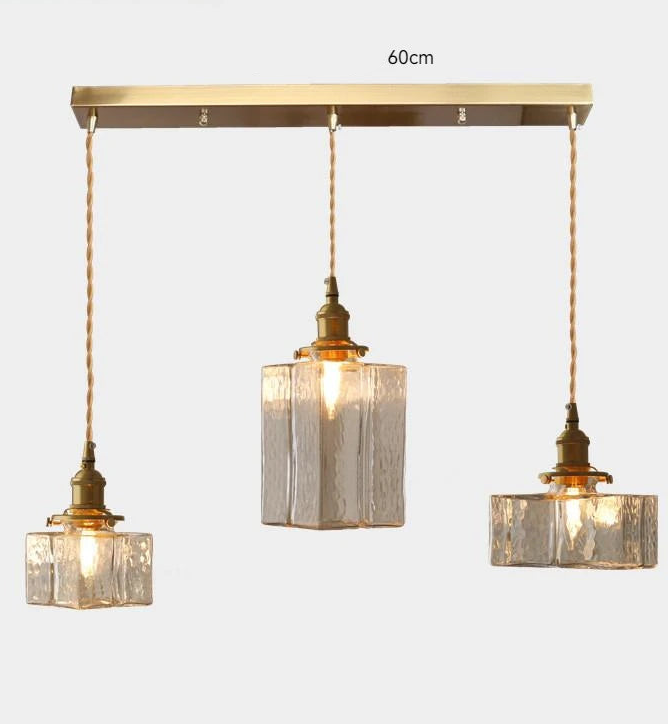 Suspension vintage en laiton et verre – Luminaire élégant