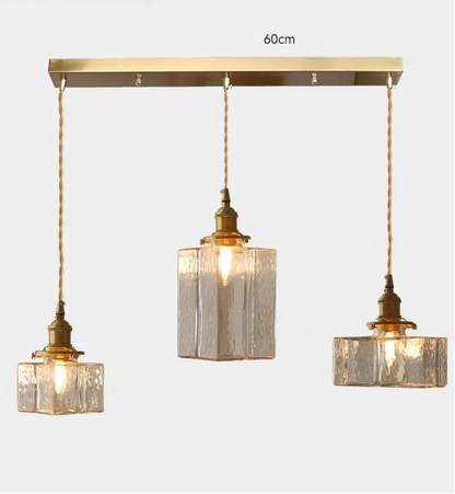 Suspension vintage en laiton et verre – Luminaire élégant