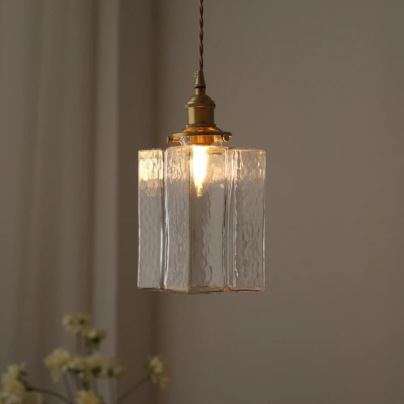 Suspension vintage en laiton et verre – Luminaire élégant