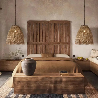 Suspension wabi-sabi en rotin – Lustre naturel minimaliste