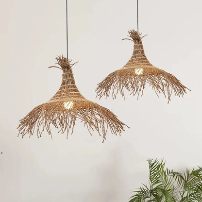 Suspension en rotin tressé – Design nordique rétro
